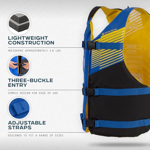 Image of Stohlquist FIT Oversized Adult Life Jacket, US Coast Guard Approved Type III Life Vest, PFD for Men and Women, Easily Adjustable, Lightweight and High Buoyancy - Plus Size (48-60 inch Chest)