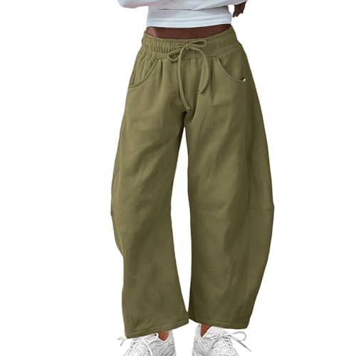 Womens Barrel Sweatpants Drawstring Wide Leg Pants Casual Baggy Elastic Waisted Trousers Pants with Pockets