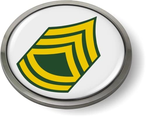 Image of US Army Rank CAR Emblem Badge Metal Bezel - Sergeant First Class E-7 (SFC) | Official U.S. Army Licensed Product, 3D Domed, Enlisted Soldiers Insignia Chrome Sticker, made by BestLicensePlateFrames