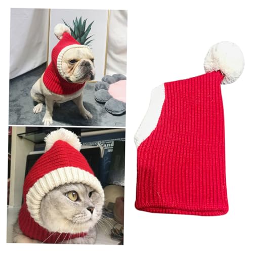 FUTUREORYY Gorro de Navidad para Mascotas y de Lana Diseño Rojo para Perros y Cachorros Fiestas y Sesiones Fotográficas