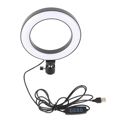 Keenso Luz de Relleno de Anillo de Luz LED de 6 'con Cabezal Esférico, 3 Opciones de Temperatura de Color, Puerto de Alimentación USB, Fácil Instalación, Plástico + Metal, Escena aplicable: Estudio