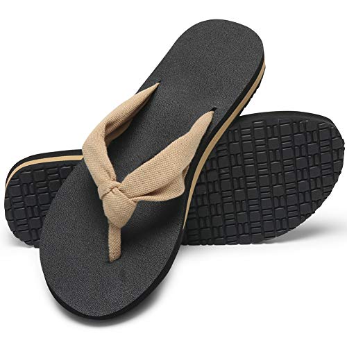 MAIITRIP Womens Flip Flops Casual Beige Tan Ladies Thong Sandals Comfort Fashion Yoga