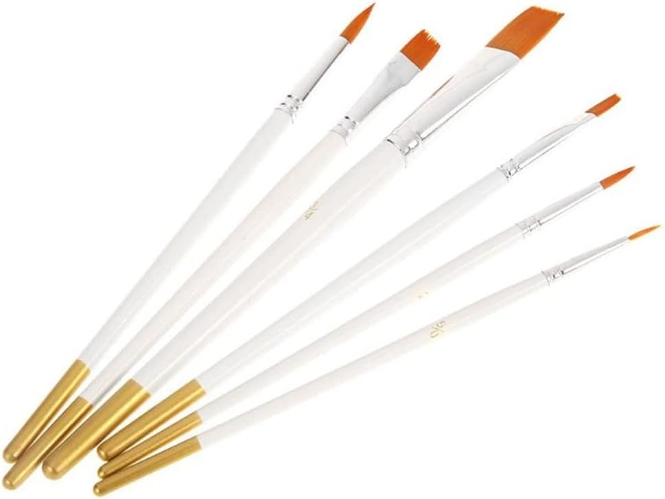 ナイロン毛ペイント描画ブラシ6本 DIY 水彩油絵アクリル画アートペンセット用品