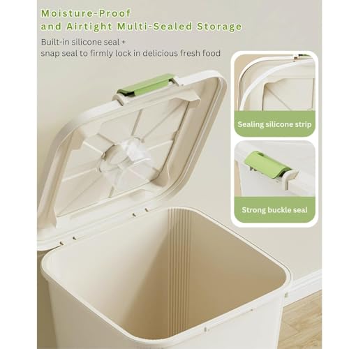Image of Ash & Roh Large Plastic Storage Bin with Lid and Wheels, Airtight Rolling Container for Pet Food, Grains, Toys, and Pantry Items (18KG - Large (WITH WHEELS))