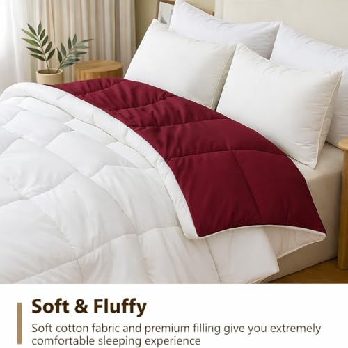 Image of Reversible AC Comforter King Bed 300 GSM,Soft Microfibre Quilt Blanket for Winter (102X108 inches, Burgundy & White)