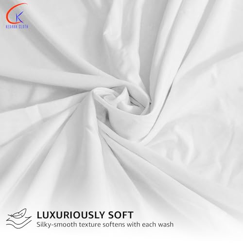 Image of Flat Bedsheet Single Bed (60x90 Inch) with 2-Pillow Covers Egyptian Cotton Fits 400 TC Super Soft & Breathable Wrinklefree White Bed Sheet for Luxurious Bedrooms and Hotels