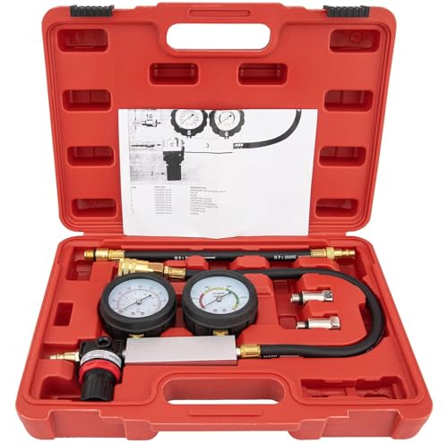 Cylinder Leak Down Tester Kit, Tu-21 Dual Gauge Cylinder Leakage Checker Automotive Compression Test Kit for Trucks Motorcycles
