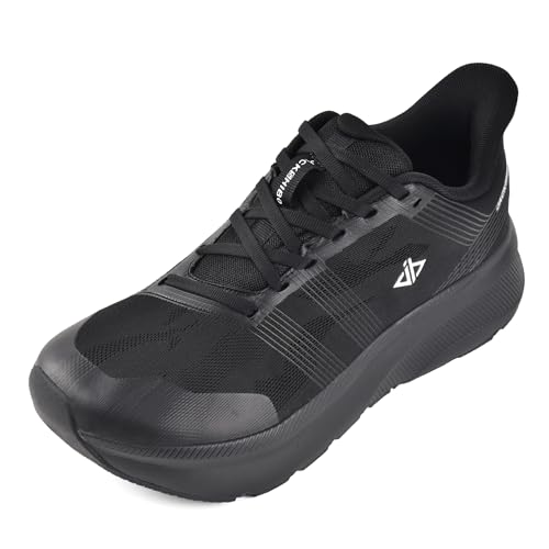 JACKSHIBO Wide Toe Box Shoes for Men Slip in Hands Free Arch Support Shoes Wide Width Sneakers for Running Walking Athletic Tennis Orthopedic Plantar Fasciitis Workout with Thick Cushioned Zero Drop