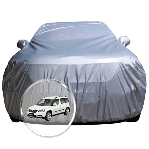 Image of NEODRIFT 'CrystalTech' Car Cover for Skoda Yeti (100% Water-Resistant, All Weather Protection, Tailored Fit, Multi-Layered & Breathable Fabric) (Colour: Crystal Silver)