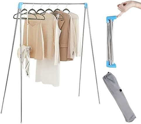 KAITEBO 室内物干し【組み立て不要 】物干しスタンド 洗濯物干し ステンレス鋼 38.5cm超コンパクト 折りたたみ式 伸縮タイプ タオルハンガー 設置・工具不要 布団干し 高耐荷重 超軽量 室内 屋外 ベランダ用