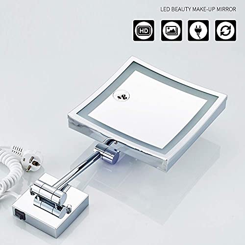 Miroir de maquillage extensible carré 8.5" en acier inoxydable brossé