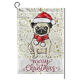 bandiera pirata merry christmas funny pug dog decorative bandiere da giardino classica striscioni di bunting per decorazione all'aperto 30x45cm