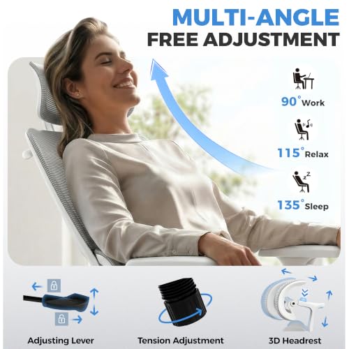Image of Office Desk Chair, Ergonomic Chairs Comfy with Adjustable Lumbar Support