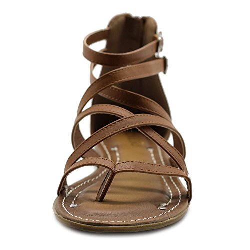 Ollio Women's Shoe Gladiator Strap Flat Zori Sandal M1052 (8 B(M) Us, Brown) #TOP2