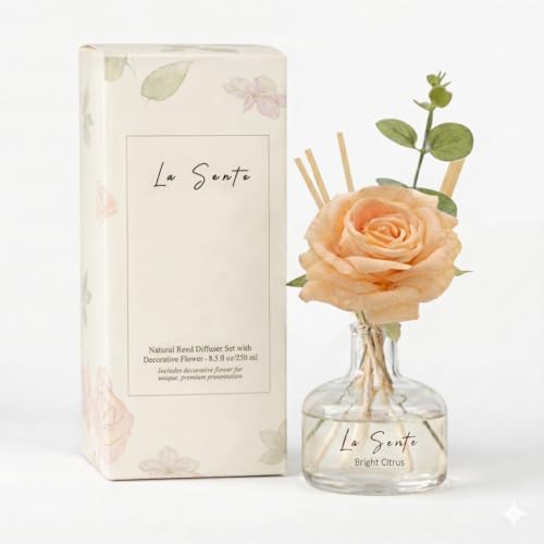 Difusor de varitas cítricas 250 ml con flor decorativa miniatura 1