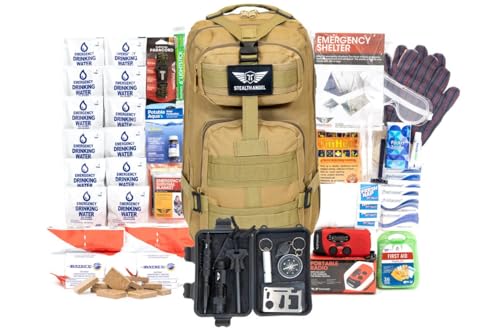 Stealth Angel 2 Person Tan 72 Hour Emergency Kit - Survival Bag for Earthquakes, Hurricanes, and Other Natural Disasters