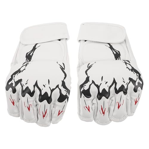Guantes de boxeo blancos en material PU con soporte de muñeca ajustable para sparring
