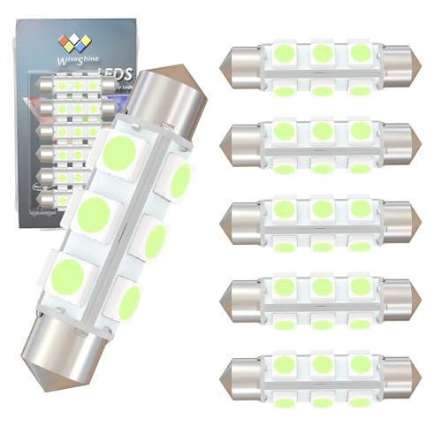 Wiseshine 42mm DC 12V 578 LED Bulb 569,561 562 212-2 6429 LED Car Bulb Ice Blue for RV Automotive Interior Dome Glove box Trunk Lights Non Polarity(Pack 6)