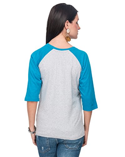 Image of PINACOLADA Women Round Neck Quarter Sleeve T-Shirt-Blue