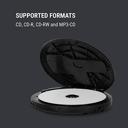OneConcept CDC 100MP3 - Discman met net- of batterijvoeding, USB, formaten: CD, CD-R, CD-RW en MP3-CD, CD-speler, basversterking, programmeerfunctie, LCD-display, incl. In-ear hoofdtelefoon, zwart - Image 5