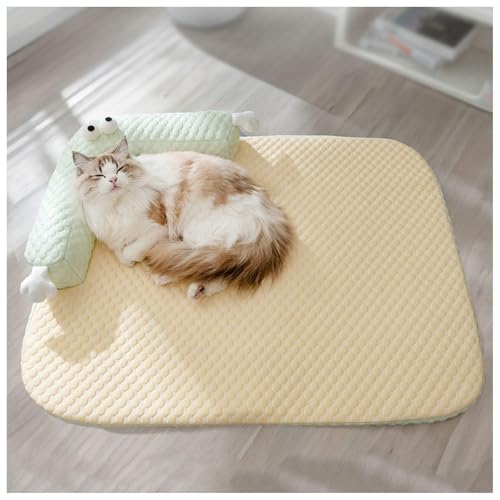 猫 冷却マット 接触冷感 冷却暑さ対策 通気性 涼しい 断熱 洗える 滑り止め 猫ひんやりクールベッド 猫ひんやりベッド 夏用犬ベッド 犬 ベッド 夏用 ペット 冷却マット,Yellow-M