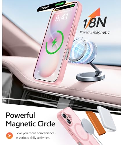 Image of FNTCASE for iPhone 16 Plus Case: [Compatible with Magsafe] Translucent Matte Cases with [Full Camera Protection] [Screen Protector] Military Grade Shockproof Protective Phone Cover - Light Pink