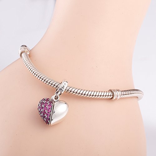 925 Sterling Silver Love Heart Charms fit Pandora Style Bracelets for Mothers Day Christmas Valentines Day Gift for Mom Wife Grandma4