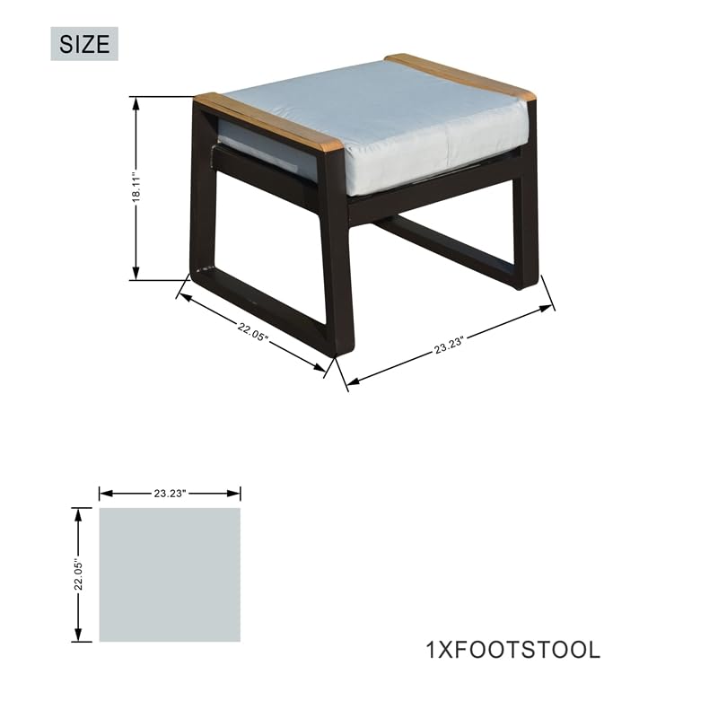 Direct Wicker 2 Piece Iron & Fabric Ottomans with Cushion in Black