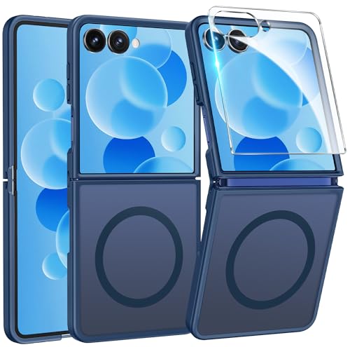 Image of FNTCASE for Samsung-Galaxy Z-Flip-7 Magnetic Case:Translucent Matte Textured Military Grade Drop Protection Phone Cover - Durable Rugged Shockproof Protective Bumper Cases