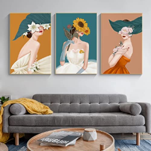 Tableau triptyque fleurs et art abstrait | Impression haute définition sur toile 20x30 cm