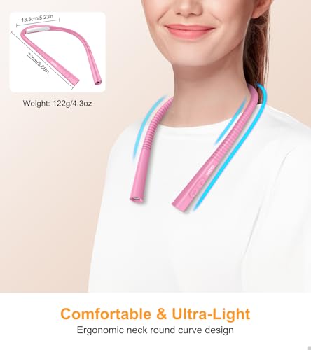Image of Gritin Book Light, Eye Caring 4-Color&5-Brightness Neck Light Reading Light | Stepless Dimming, 30-min Timer, 80+ Hrs Runtime, Bendable Round Neck Design,Lightweight for Reading, Knitting, Repairing-Rose