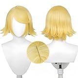 SKYBEAUTY Anime Kagamine Rin Cosplay Wigs for Project Sekai Cosplay Short Blonde Yellow Synthetic Hair Halloween Costume Carnival Party Wigs (Rin)