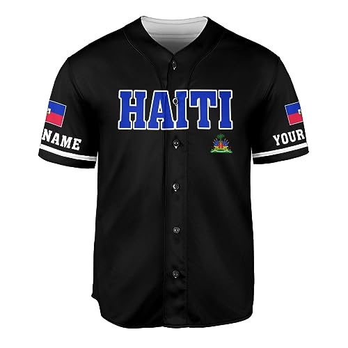 Personalized Haitian Flag Baseball Jersey Shirt, Haitian Flag Clothing, Haiti Shirt for Men Women, Haitian Jersey miniatura 3