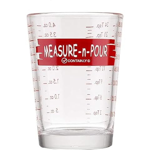 Containly Premium Clear Glass Measuring Cup - 4-in-1 Measurement Markings (Tbsp, Tsp, oz, ml) Quality Kitchen Tool for Precise Cooking and Baking Cover