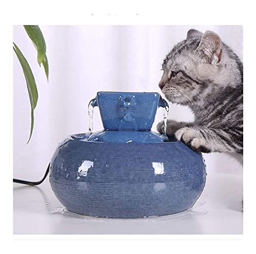 ALEjon ポータブルキャットウォーターファウンテン - セラミックペットウォーターディスペンサー 調節可能な流量 - 活性炭フィルター - 猫や小型犬に最適 1.5L1.5L
