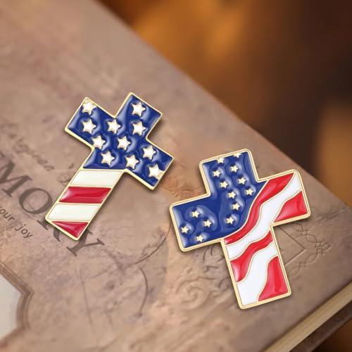 Image of Rhinestone Brooch Pins for Women, Vintage Crystal Enamel Brooches, American Flag Pin Patriotic Lapel Pins Gift for Suit Clothes Bag Accessories