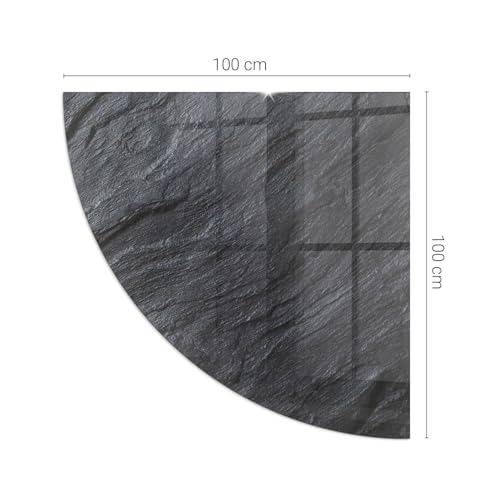 Verre trempé pour cheminée 100x100 cm rond effet pierre - 5