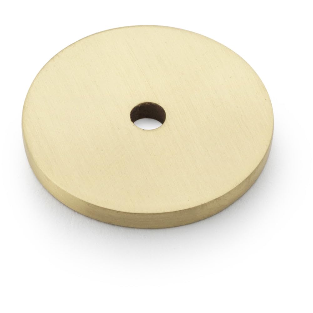 Loops Satin Brass Round Kitchen Door Knob Backplate - 30Mm Diameter Circular Plate
