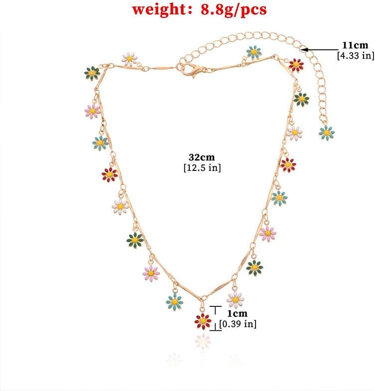 Colorful Daisy Flower Choker Necklace for Women Dainty Boho Gold Cute Floral Charms Chain Chokers Necklaces Fashion Y2k Bohemian Hippie Jewelry Trendy - Image 2