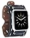 Produktbild Burkley Leder Armband für Apple Watch 1/2 / 3/4 / 5/6 Uhrenarmband in breiter Ausführung mit Dornverschluss kompatibel mit Apple Watch 42/44mm (Schwarz)
