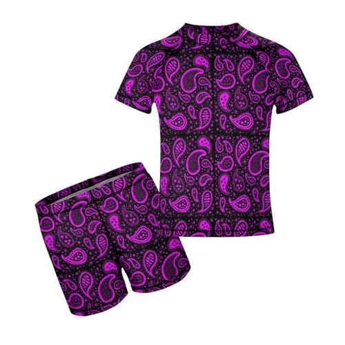 Paisley PurpleChildren's Swimsuits Boys Two Piece Suit7-9Y（120cm）