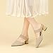Women's Knit Pointed Toe Chunky Heel Mules Fashion Mesh Breathable Closed Toe Backless Block Heel Slip On Dressy Pumps Summer Casual Work Office Wedding Heeled Sandals (Apricot,9)