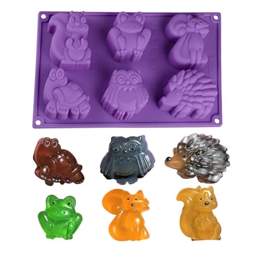 WishesMar Moldes de silicone de 6 cavidades para reposição forma de ranhura de animal - antiaderente molde de forma especial para decoração, sabão, bolo, sobremesa, bolo pequeno, forno