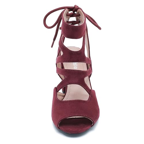 Image of fereshte Women's Lace-Up Gladiator Sandals, Block Heel Open Toe Strappy Shoes