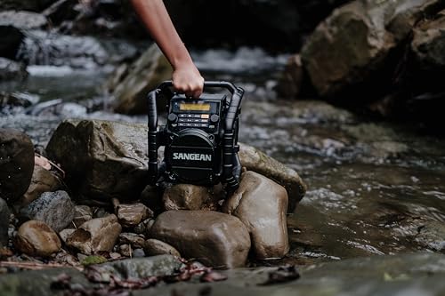 Sangean U-5 Konstruktion DBT Radio - Schlagfeste Radio mit DAB+, FM, AUX, Bluetooth - Wasserdicht - Staubdicht - Stoßfest - Schwarz