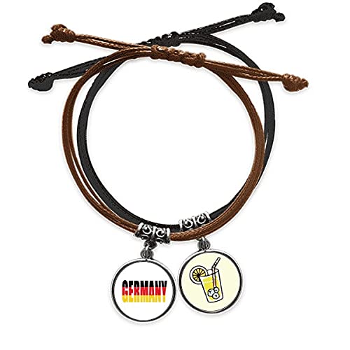 Bracelet Allemagne pavillon nom en cuir tressé et chaîne de main