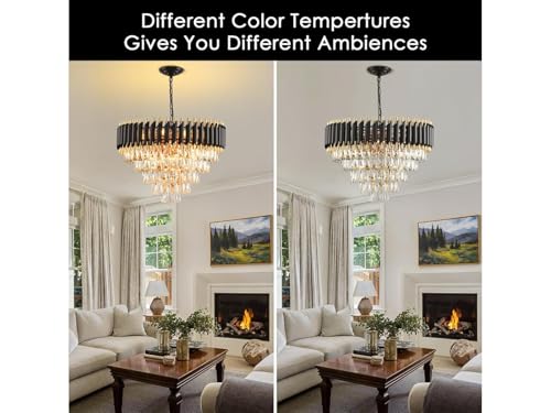 Image of Zingy Modern Ceiling Lamp 5-Tier Round Crystal Chandelier for Living Room | Modern Ceiling Light Jhumar for Hall for Home Decoration + 3 Color LED Light (Black Gold, 600MM) R