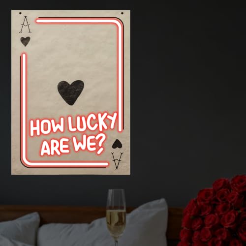 Image of Ace of Heart Neon Sign, How Lucky Are We LED Light, Gift for Lover