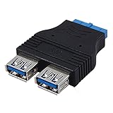 SinLoon 2 Ports USB 3.0 Female to USB3.0 Motherboard Female 20 Pin Header Connector Extension Adapter Slot adapter splitter for USB ports directly to your motherboard (USB3.0 Connector 20 PIN)