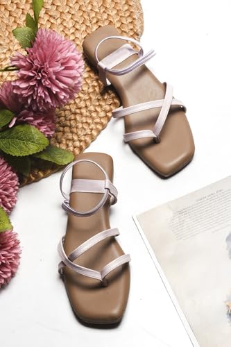 Image of SilverArrow womens Breeza Flat Sandal, Fashion Sandals with Strap, Suitable for Fusion Outfit